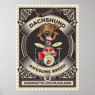 Póster Tambores de juego de Dachshund