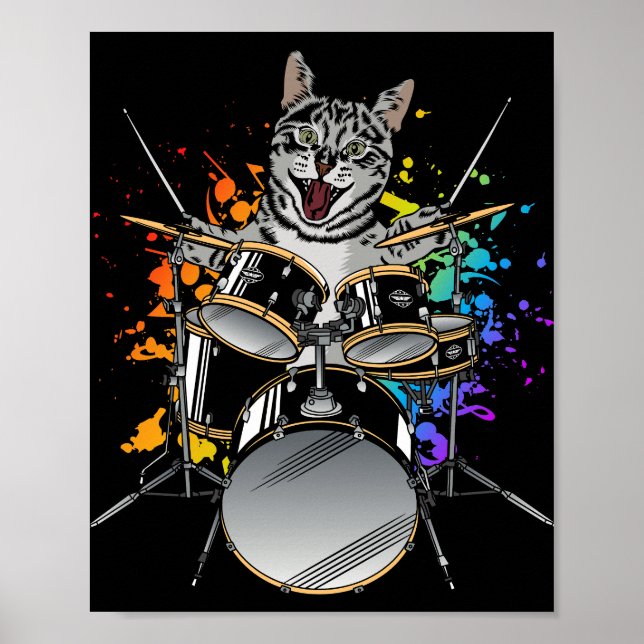 Póster Tambores de juego de tambor de gato (Frente)