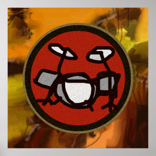 Póster tambores en rojo y negro para paredes