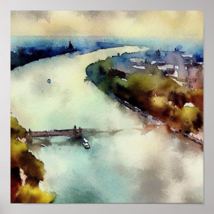 Póster Támesis Londres-Río (C), acuarela