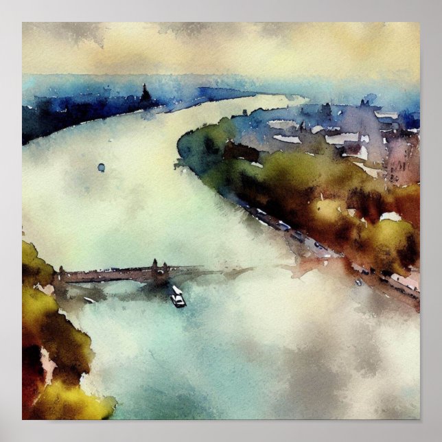 Póster Támesis Londres-Río (C), acuarela (Frente)
