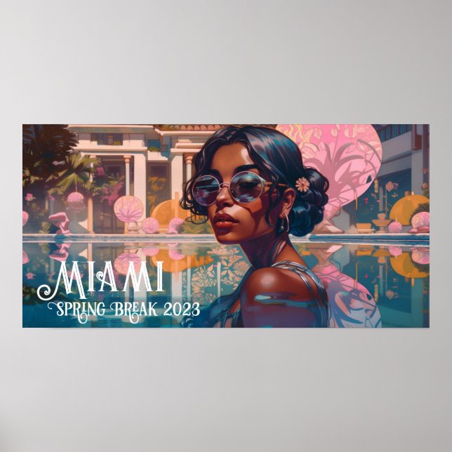 Póster Tamil Woman Miami Resort Pool Painting (Frente)