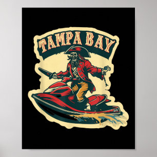 Póster Tampa Bay Pirata Florida Jetski Embarcación Divert
