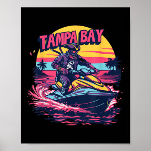 Póster Tampa Bay Pirata Florida Jetski Embarcación Divert