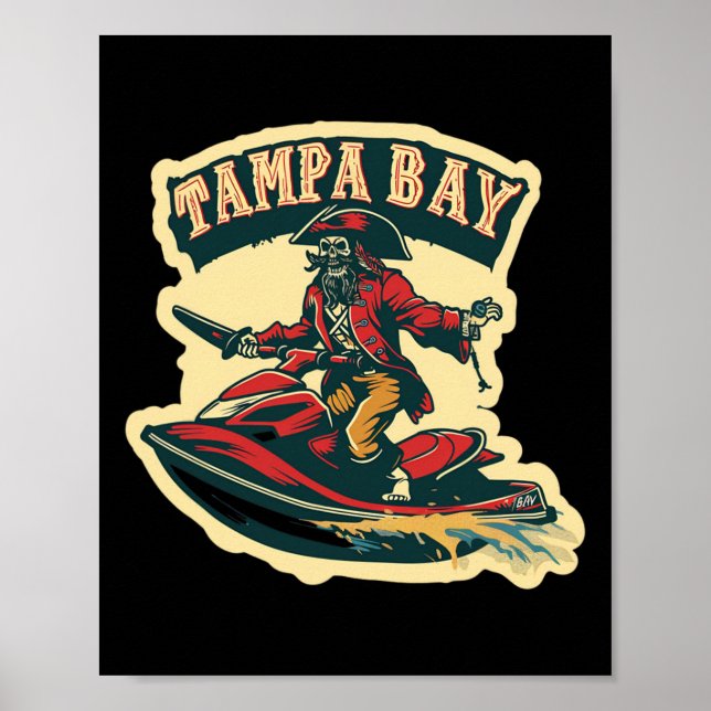 Póster Tampa Bay Pirate Florida Jetski Boating Funny Gasp (Frente)