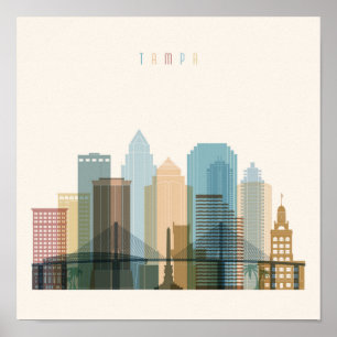 Póster Tampa, Florida City Skyline