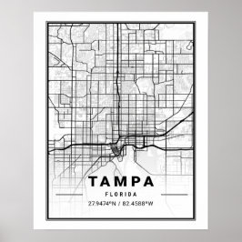 Póster Tampa Florida USA Travel City Map