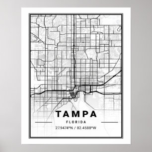 Póster Tampa Florida USA Travel City Map