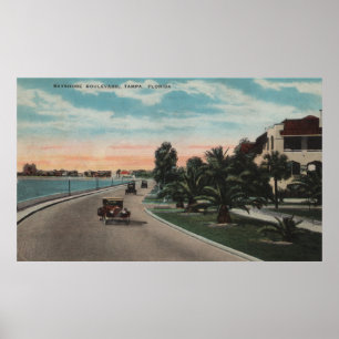 Póster Tampa, Florida - Vista de Bayshore Blvd