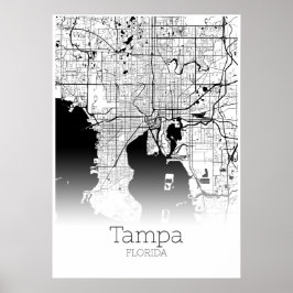 Póster Tampa Map - Florida - City Map Poster
