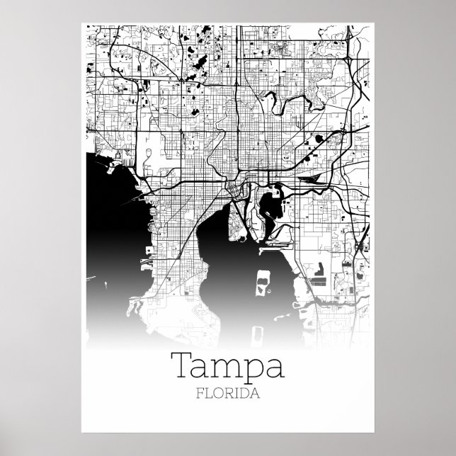 Póster Tampa Map - Florida - City Map Poster (Frente)
