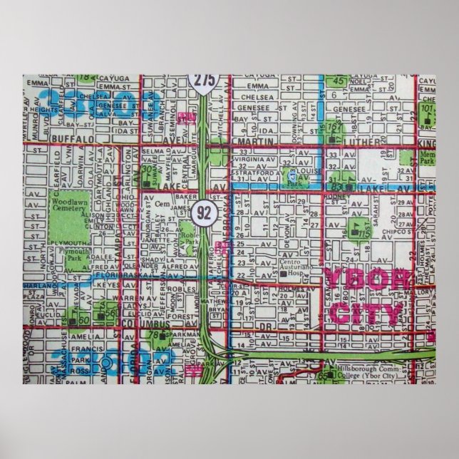 Póster Tampa, Poster del mapa de cosechas de FL (Frente)