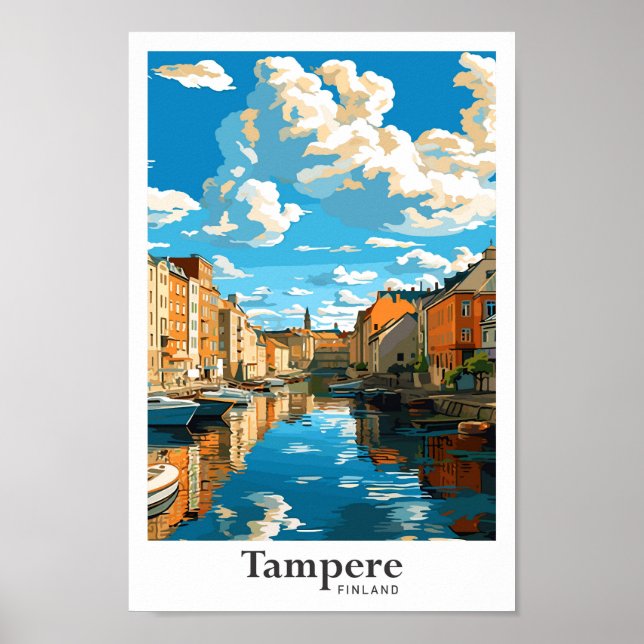 Póster Tampere Finlandia Viaje Ilustracion de Viaje (Frente)