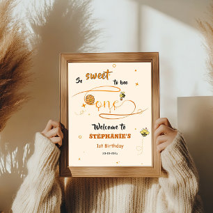 Póster Tan Dulce Ser Una Abeja Cumpleaños Número 1 Bienve