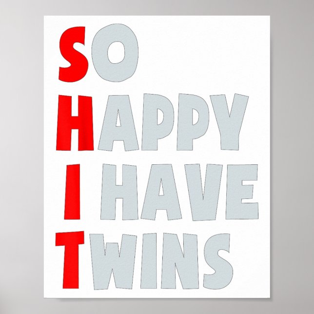 Póster Tan Feliz De Tener Gemelos Divertidos Padres Gemel (Frente)