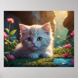 Póster *~* Tan Kitty AP68 5:4 Gatito Felino Esponjoso