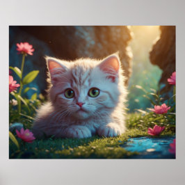 Póster *~* Tan Kitty AP68 5:4 Gatito Fluffy Feline