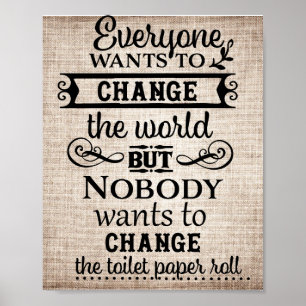 Póster Tan Linen Look Cambiar el cuarto de baño de papel 