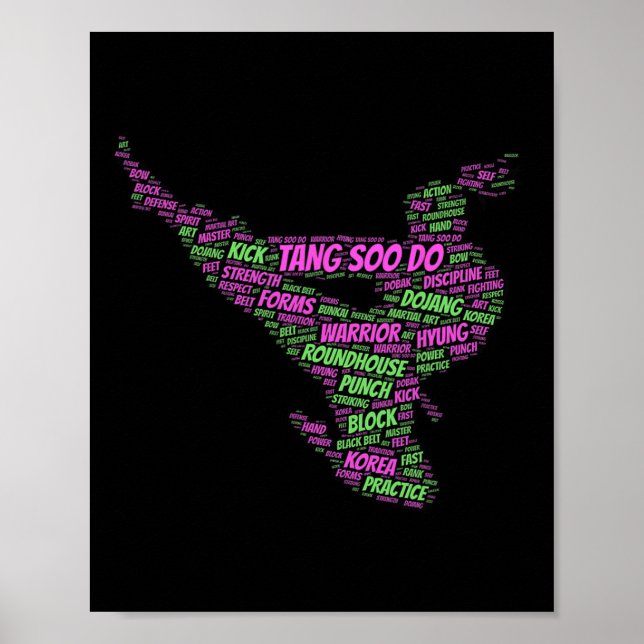 Póster Tang Soo Do Chicas Karate Trabajo De Capacitación  (Frente)
