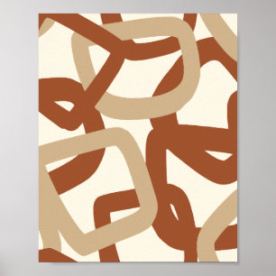 Póster Tangle Cuadrado Abstracto Geométrico Terroso Neutr