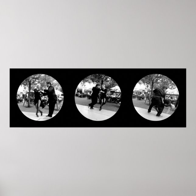 Póster Tango en la Plaza de Buenos Aires - Blanco y negro (Frente)