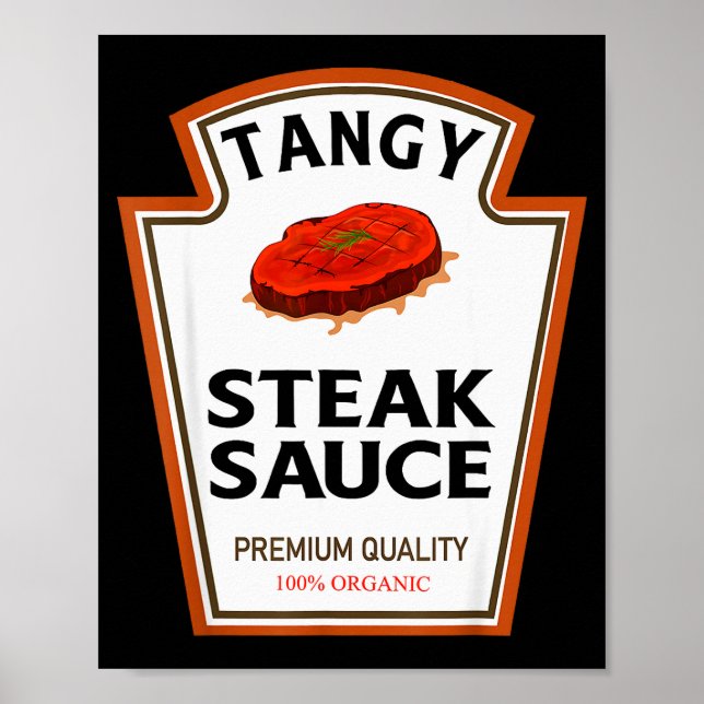 Póster Tangy Steak Sauce Funny Condiment Costume Party Ma (Frente)