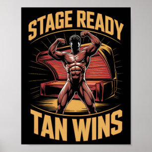 Póster Tanning Bed Stage Ready Bodybuilders Fitness Men T