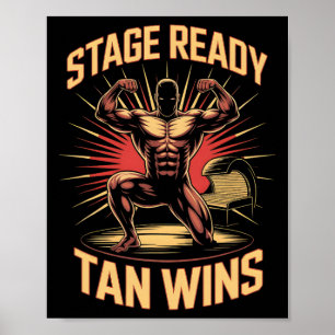 Póster Tanning Bed Stage Ready Bodybuilders Fitness Men T