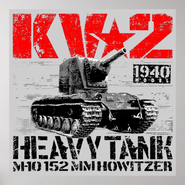Póster Tanque pesado de la Unión Soviética KV-2 (Frente)