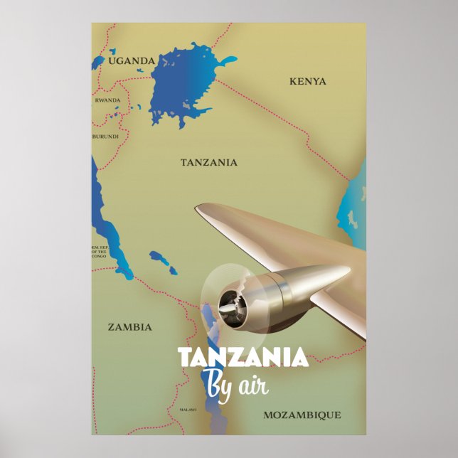 Póster Tanzania Por Aire (Frente)
