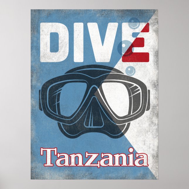 Póster Tanzania Vintage Scuba Máscara de buceo (Frente)