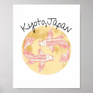 Póster Tao Feng Shui Koi - Golden Earth - Kyoto, Japan