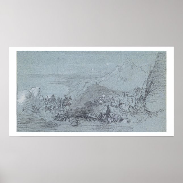 Póster Taormina, de 'Vistas a Sicilia' (tiza y gouache) (Frente)