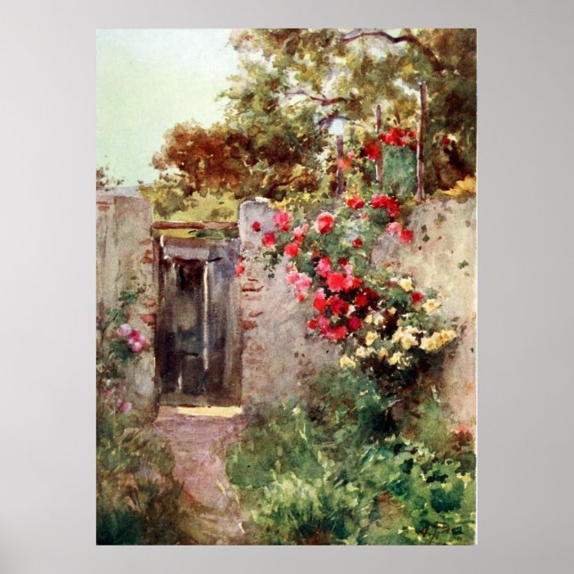 Póster Taormina Italia Flores 1918 Enorme imagen impresa  (Frente)