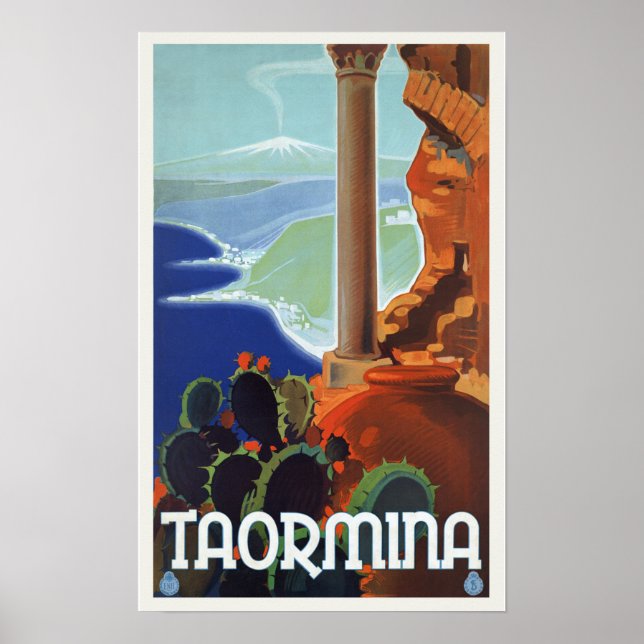 Póster Taormina Italia - Viajes de época (Frente)