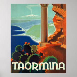 Póster Taormina, paisajes, Italia, poster de viajes vinta