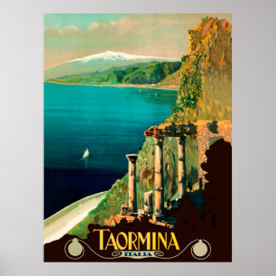 Póster Taormina, Sicilia, Italia, con vistas a la costa