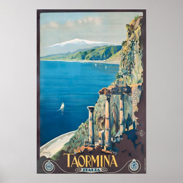 Póster Taormina Sicily Italy Vintage Travel Poster (Frente)
