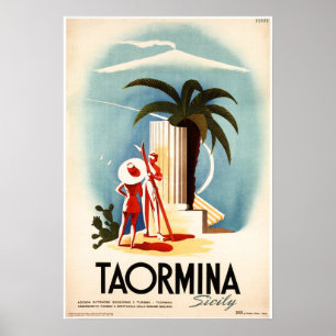 Póster TAORMINA SICILY Theatre Antico Viaje al Viejo Ital