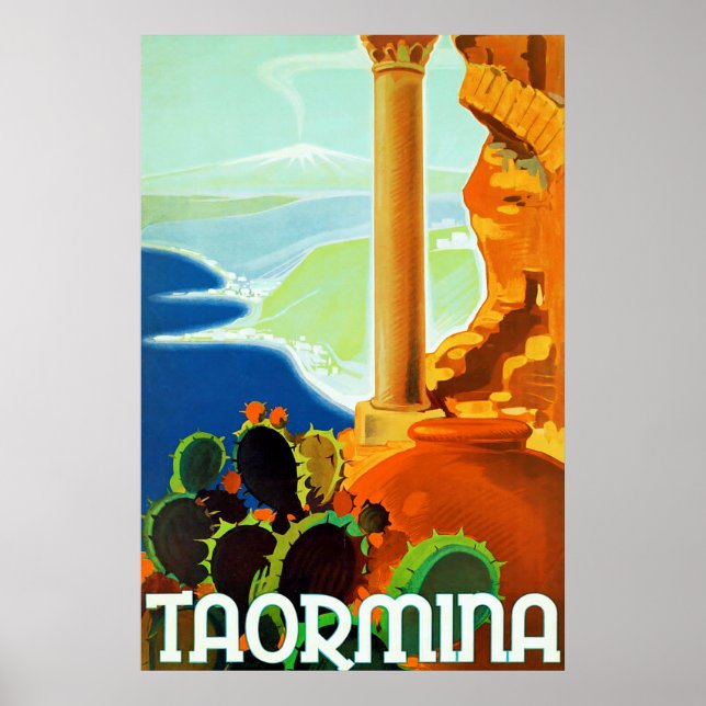 Póster Taormina ~ Viajes italianos de época (Frente)