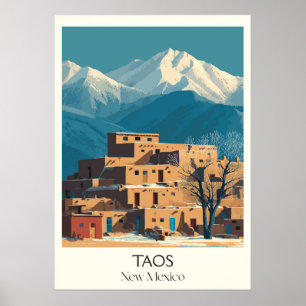Póster Taos Nuevo México Pueblo Aldea