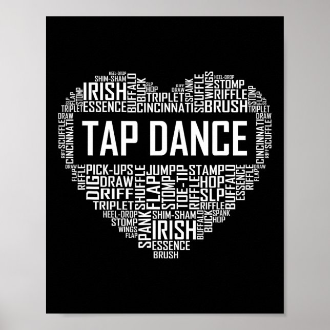 Póster Tap Dance Heart Lover Regalos de bailarina de tap  (Frente)