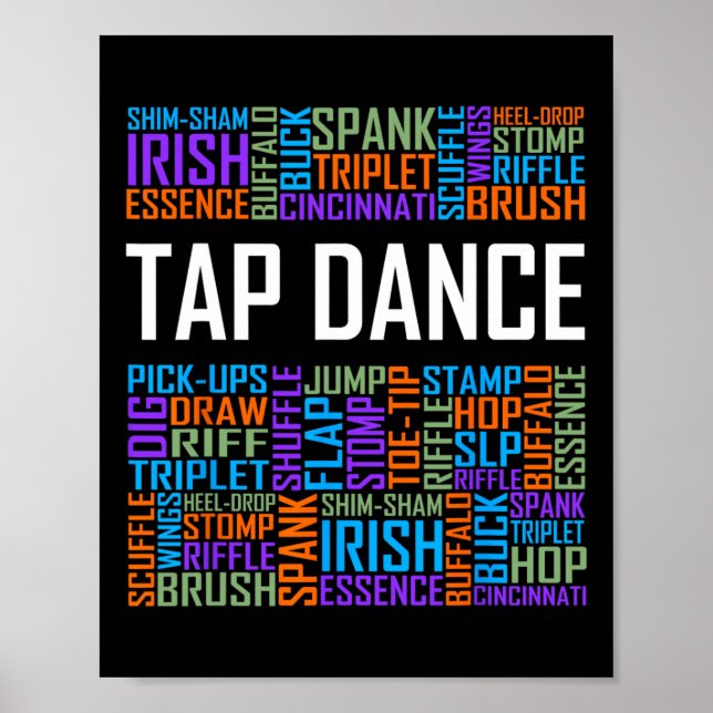 Póster Tap Dance Words Lover Gift Tap Dancer Regalos Danc (Frente)