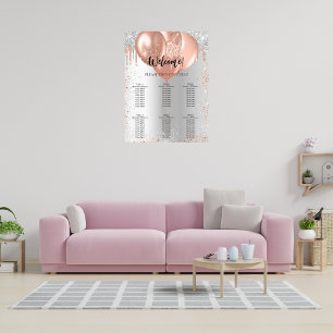 Póster Tapa de asientos de globos dorados rosa plateado