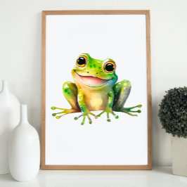 Póster Tapa de color de agua de la guardería de rana 2