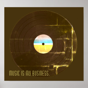 Póster Tapa de la placa de registro de estilo retro music