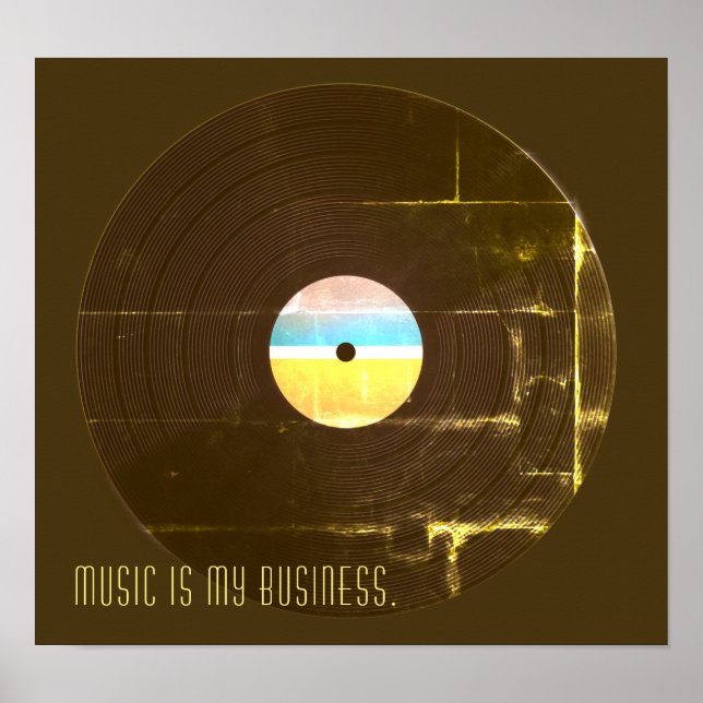 Póster Tapa de la placa de registro de estilo retro music (Frente)