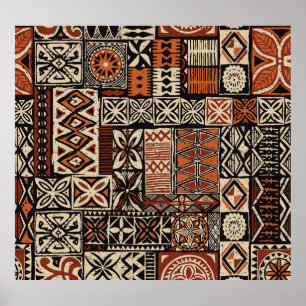 Póster Tapa hawaiano: Patchwork tribal