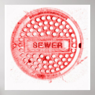 Póster Tapa roja de la boca de inspección