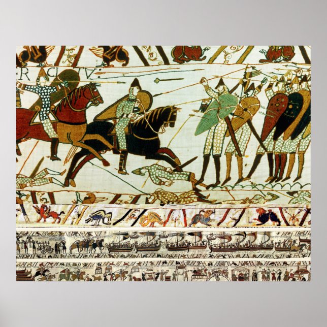 PÓSTER TAPESTRÍA BAYEUX, BATALLA DE ATAQUES, CABALLEROS N (Frente)